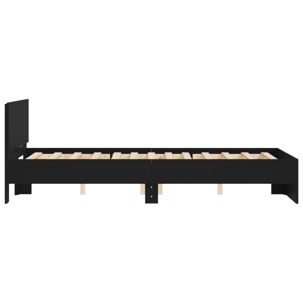 Bedframe met hoofdeinde zwart 120x190 cm