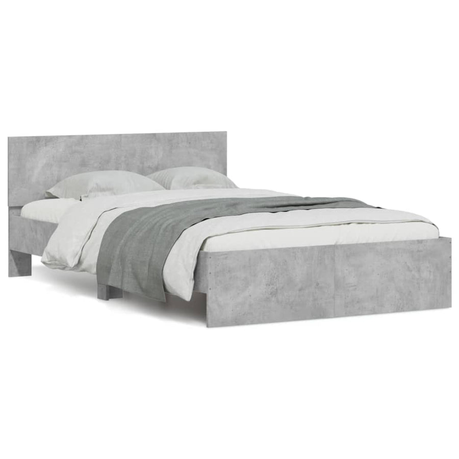 Bedframe met hoofdeinde betongrijs 120x190 cm