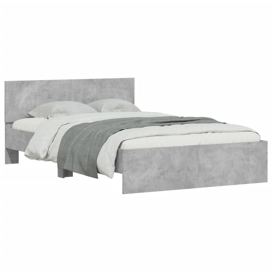 Bedframe met hoofdeinde betongrijs 120x190 cm
