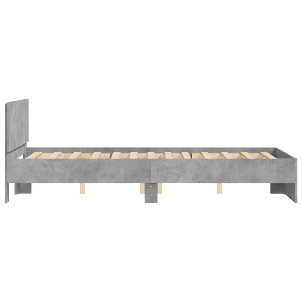 Bedframe met hoofdeinde betongrijs 120x190 cm
