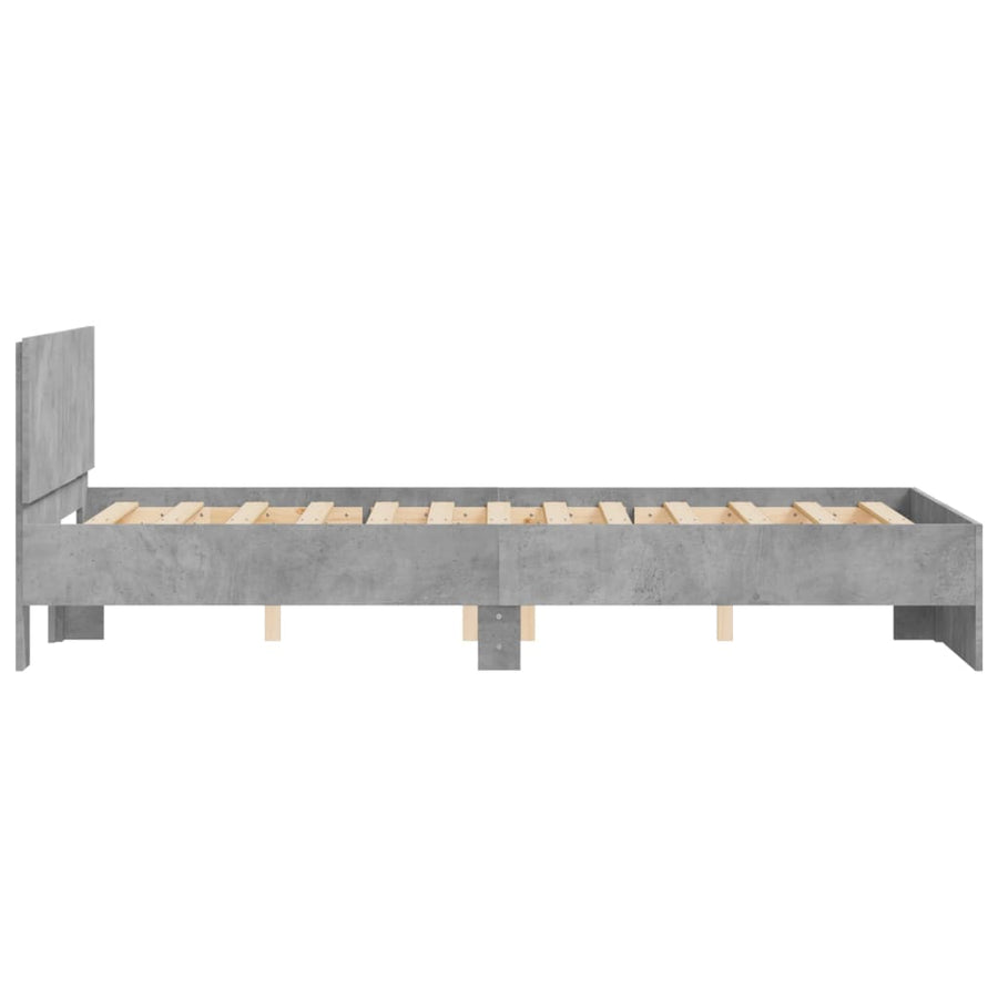 Bedframe met hoofdeinde betongrijs 120x190 cm