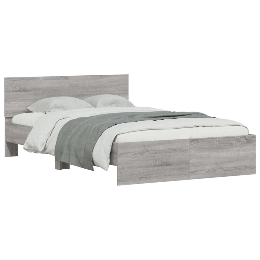 Bedframe met hoofdeinde grijs sonoma eikenkleurig 120x190 cm