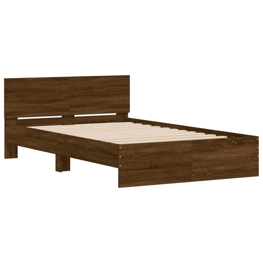 Bedframe met hoofdeinde bruin eikenkleurig 120x190 cm