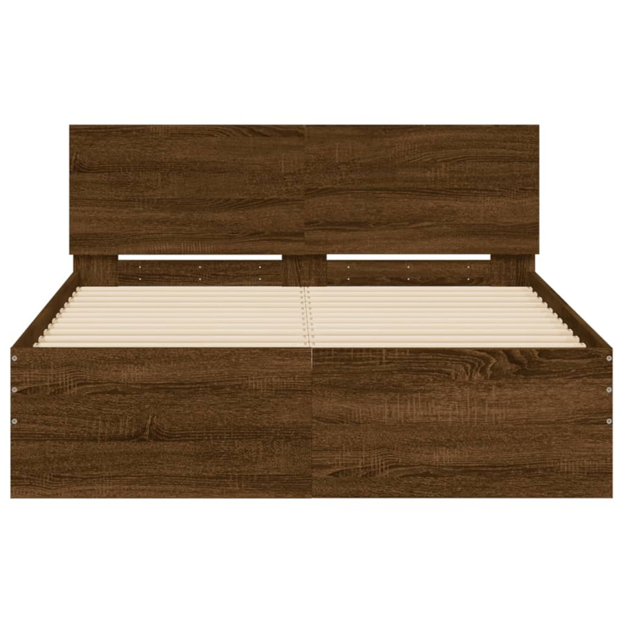 Bedframe met hoofdeinde bruin eikenkleurig 120x190 cm