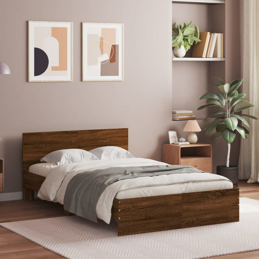 Bedframe met hoofdeinde bruin eikenkleurig 120x190 cm