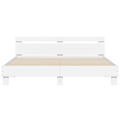 Bedframe met hoofdeinde en LED-verlichting wit 200x200 cm