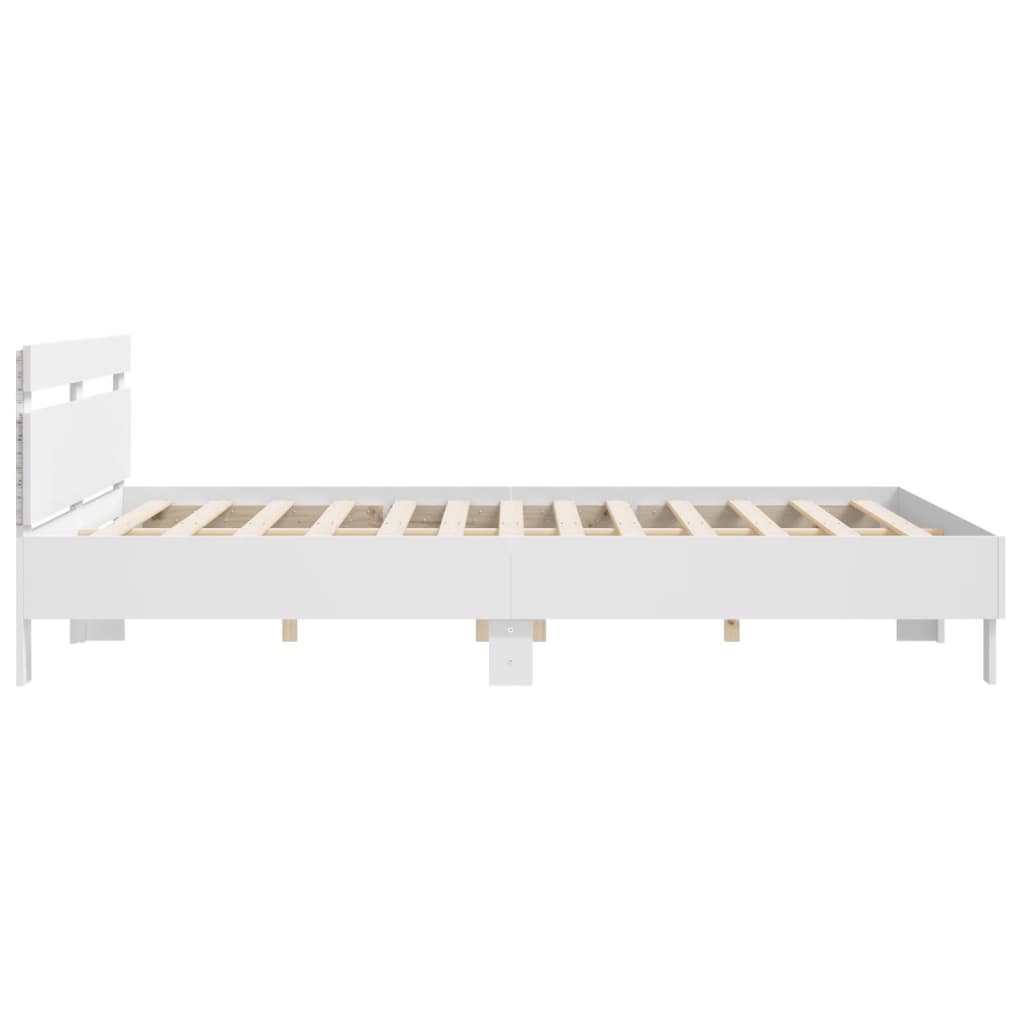 Bedframe met hoofdeinde en LED-verlichting wit 200x200 cm