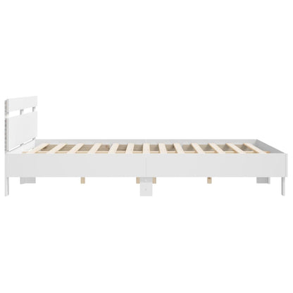 Bedframe met hoofdeinde en LED-verlichting wit 200x200 cm