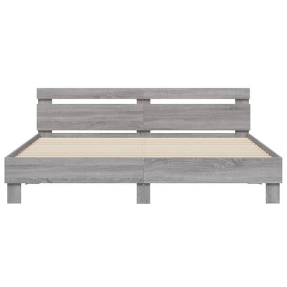 Bedframe met hoofdeinde en LED grijs sonoma eiken 200x200 cm