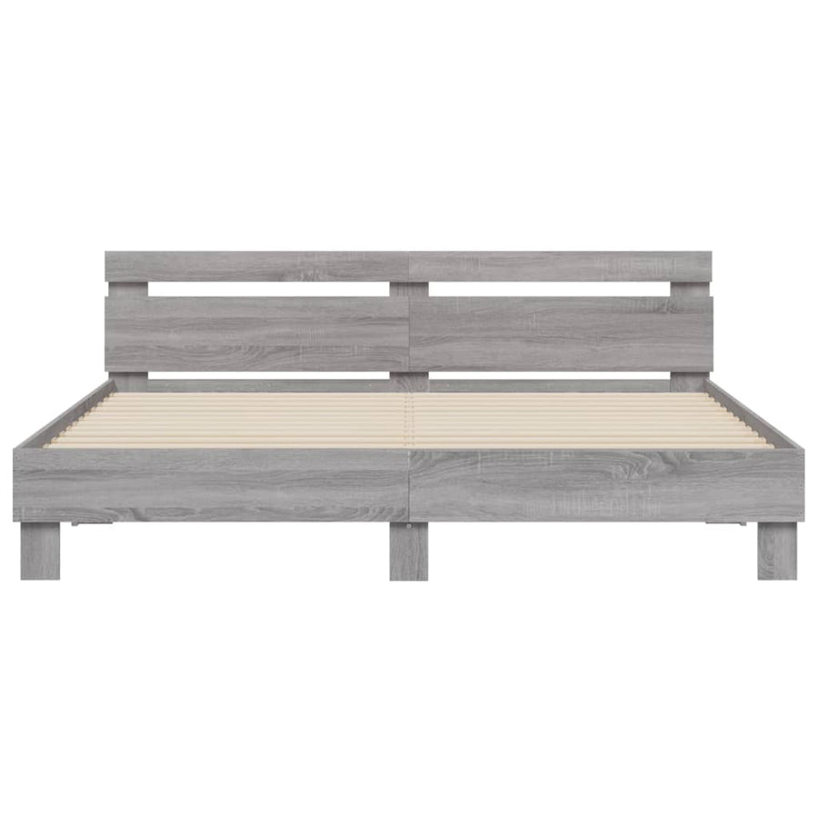Bedframe met hoofdeinde en LED grijs sonoma eiken 200x200 cm
