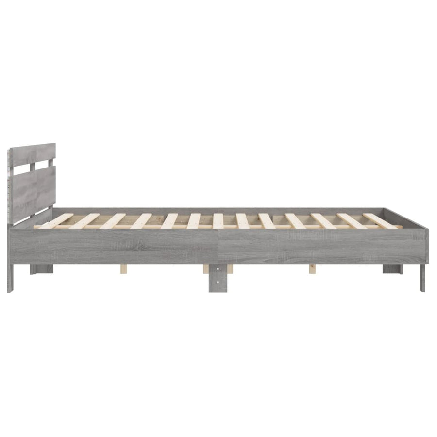 Bedframe met hoofdeinde en LED grijs sonoma eiken 200x200 cm