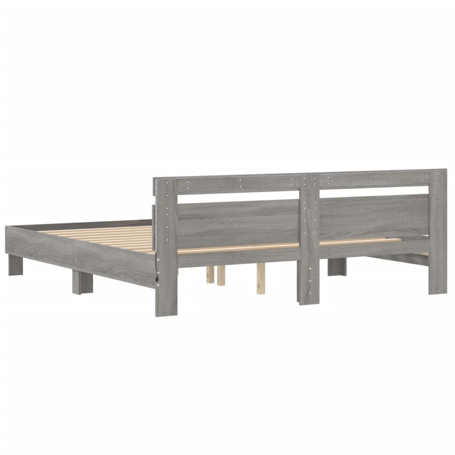 Bedframe met hoofdeinde en LED grijs sonoma eiken 200x200 cm