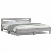 Bedframe 200x200 cm grijs sonoma eiken met LED hoofdeinde