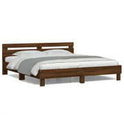 Bedframe 200x200 cm bruineiken met LED hoofdeinde