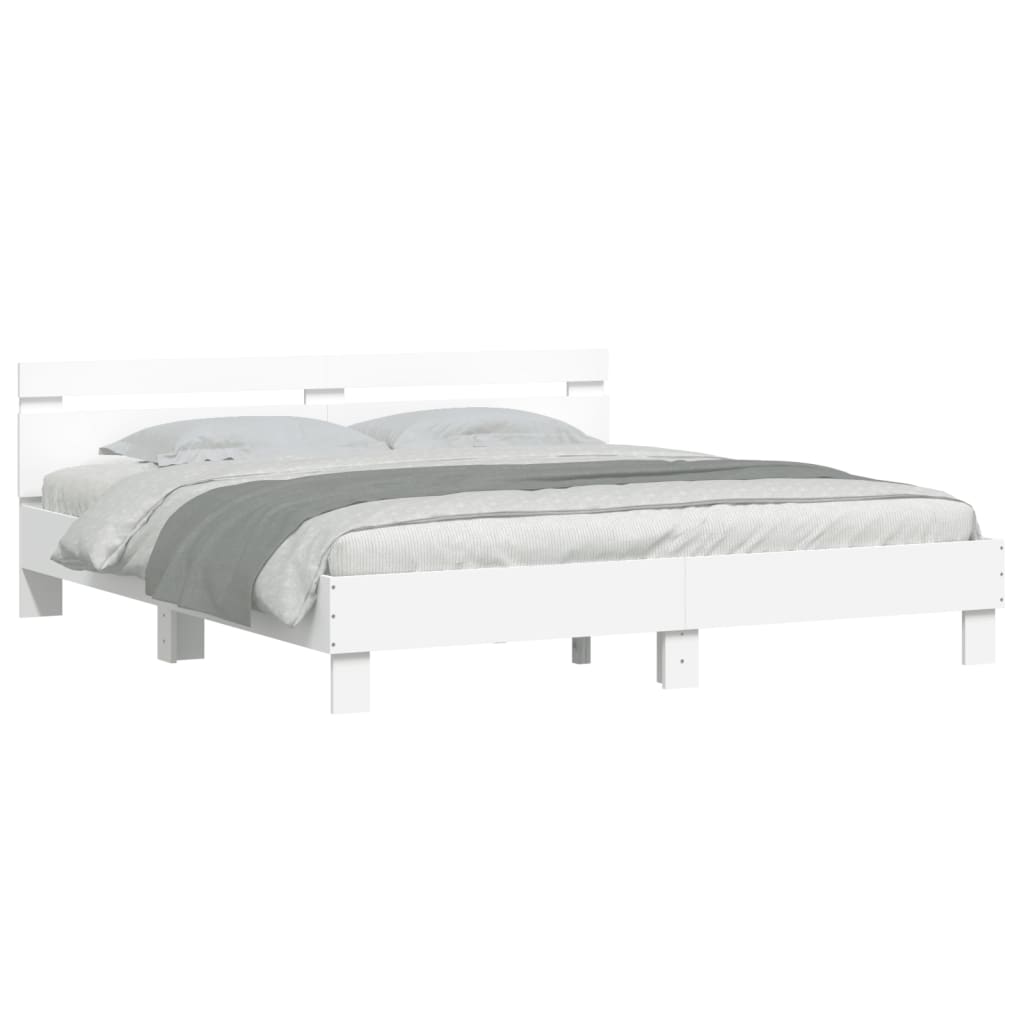 Bedframe met hoofdeinde en LED wit 180x200 cm