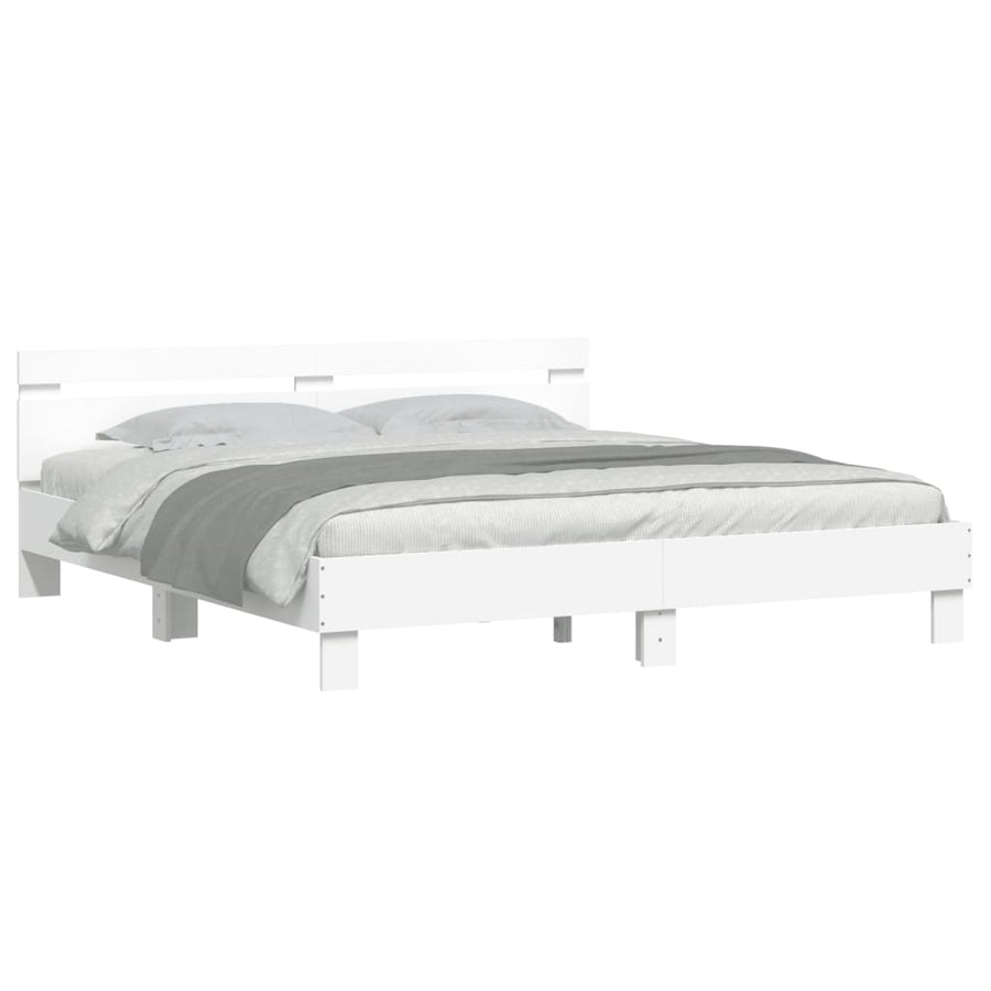 Bedframe met hoofdeinde en LED wit 180x200 cm