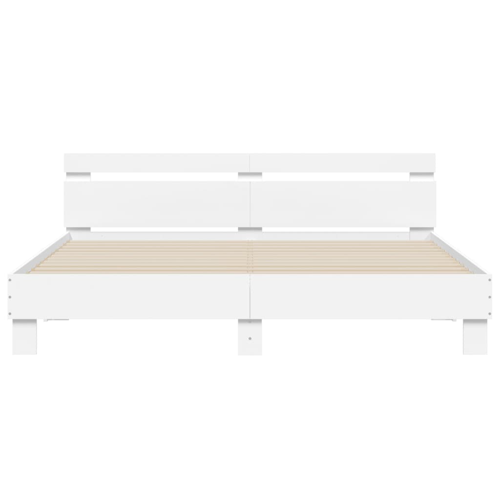 Bedframe met hoofdeinde en LED wit 180x200 cm