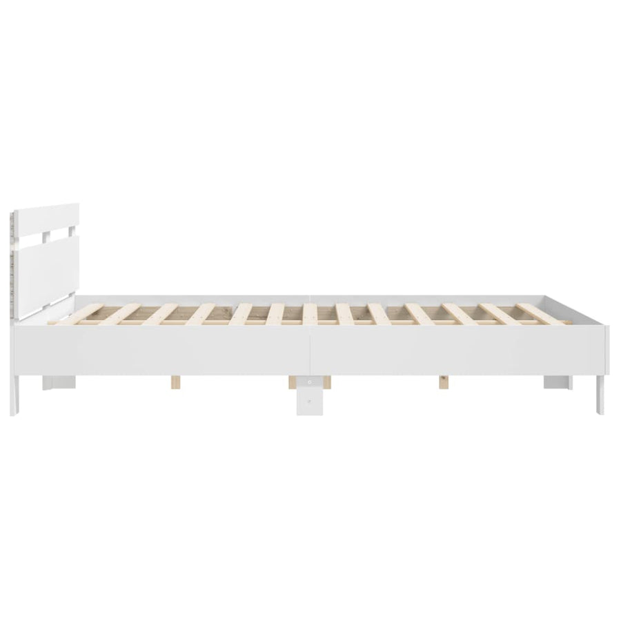 Bedframe met hoofdeinde en LED wit 180x200 cm