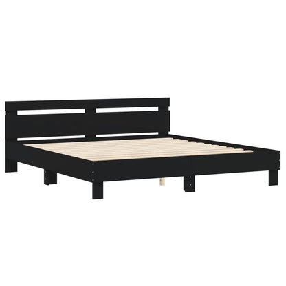 Bedframe met hoofdeinde en LED zwart 180x200 cm
