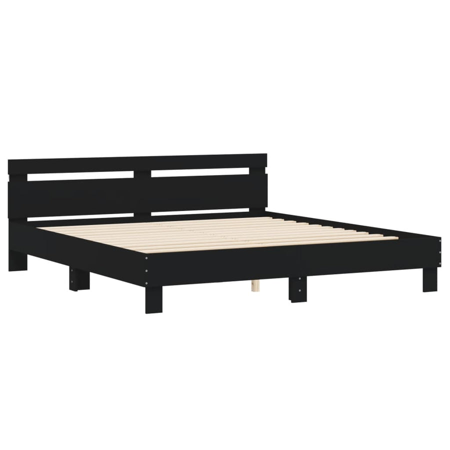 Bedframe met hoofdeinde en LED zwart 180x200 cm