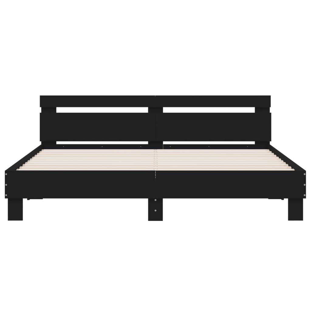 Bedframe met hoofdeinde en LED zwart 180x200 cm