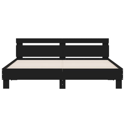 Bedframe met hoofdeinde en LED zwart 180x200 cm