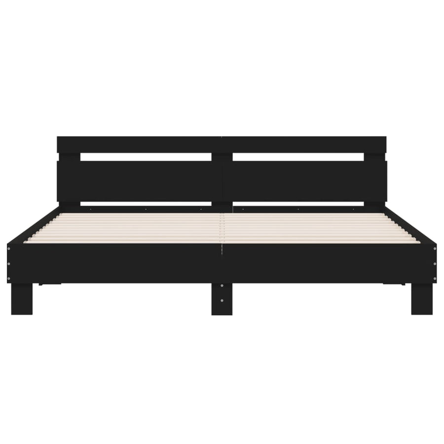 Bedframe met hoofdeinde en LED zwart 180x200 cm