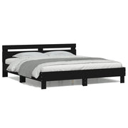 Bedframe 180x200 cm zwart met LED hoofdeinde