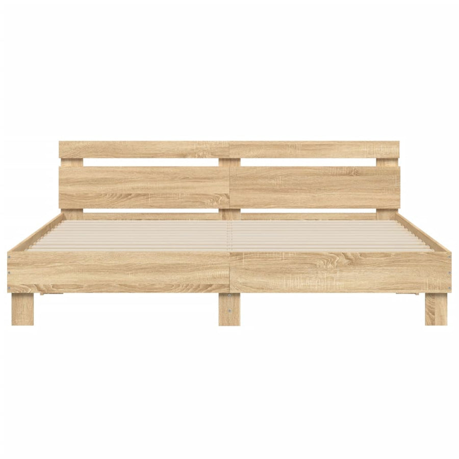 Bedframe met hoofdeinde en LED sonoma eikenkleurig 180x200 cm