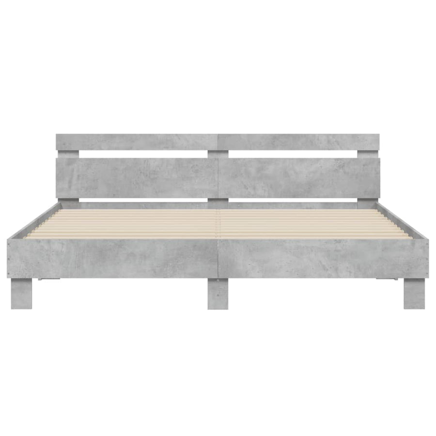 Bedframe met hoofdeinde en LED-licht betongrijs 180x200 cm
