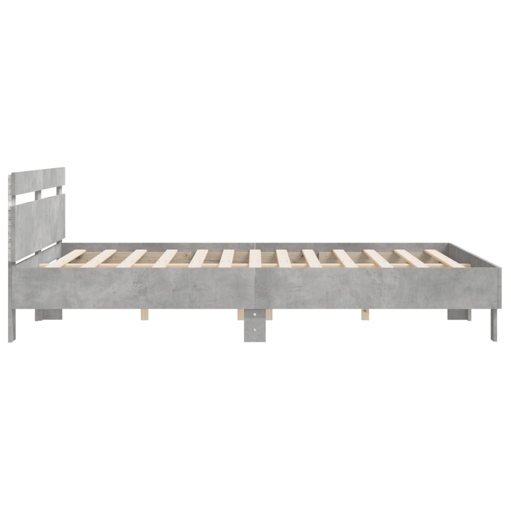 Bedframe met hoofdeinde en LED-licht betongrijs 180x200 cm