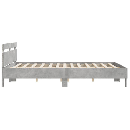 Bedframe met hoofdeinde en LED-licht betongrijs 180x200 cm