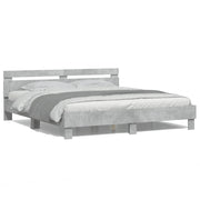 Bedframe 180x200 cm betongrijs met LED hoofdeinde