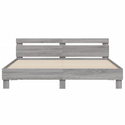 Bedframe met hoofdeinde en LED-licht grijs sonoma 180x200 cm