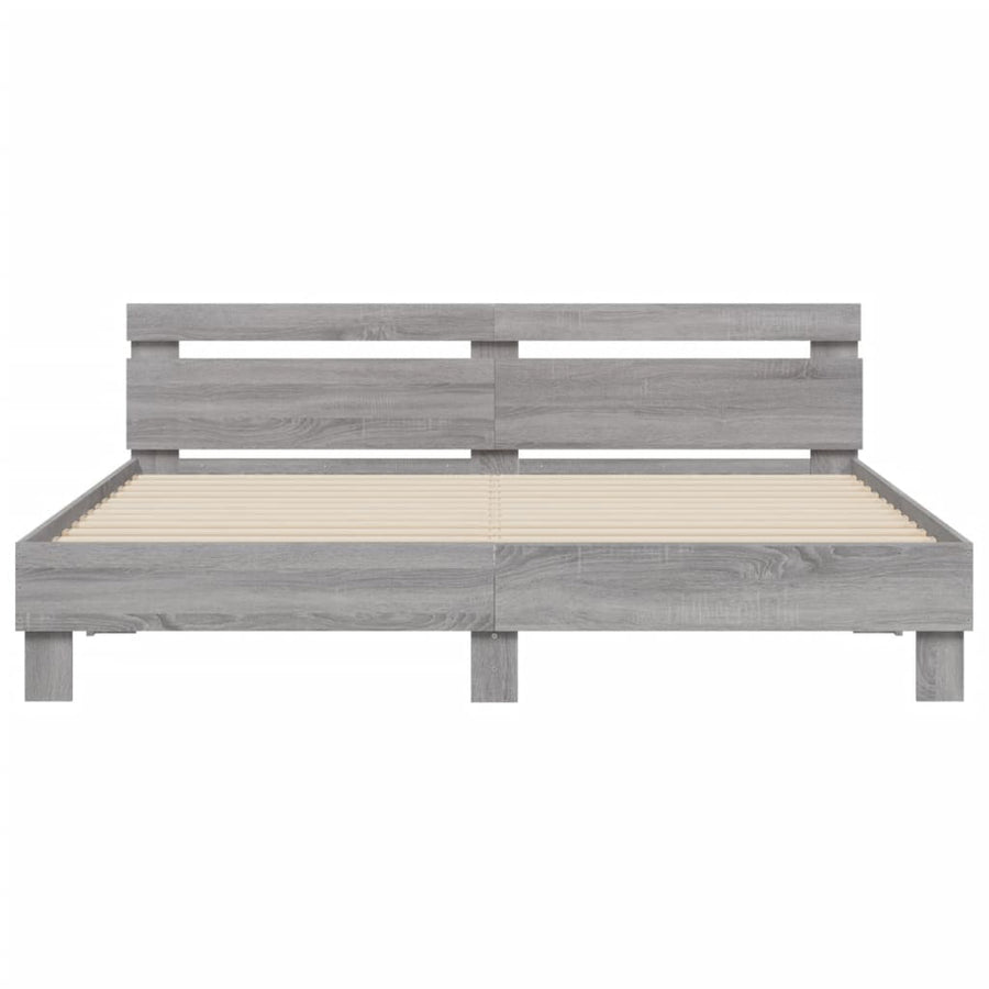 Bedframe met hoofdeinde en LED-licht grijs sonoma 180x200 cm