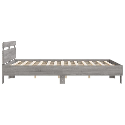 Bedframe met hoofdeinde en LED-licht grijs sonoma 180x200 cm