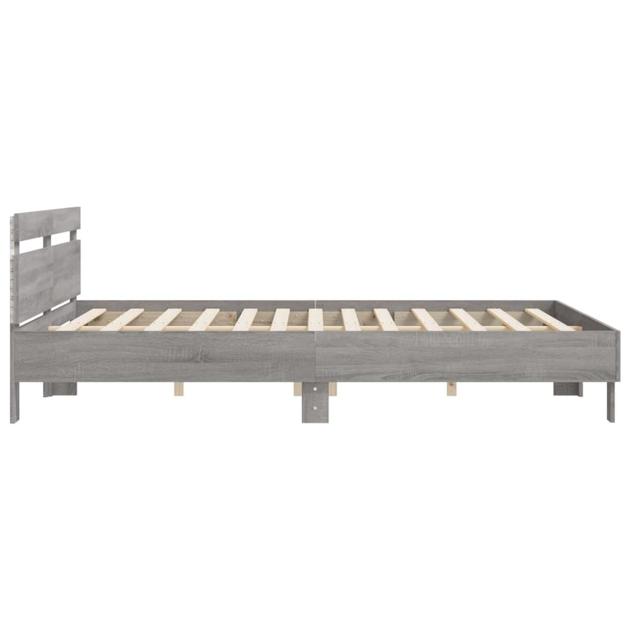 Bedframe met hoofdeinde en LED-licht grijs sonoma 180x200 cm