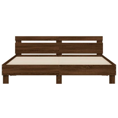 Bedframe met hoofdeinde en LED bruin eikenkleurig 180x200 cm