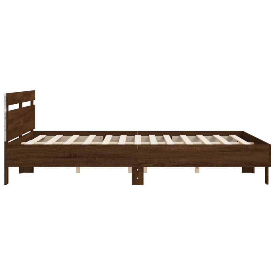 Bedframe met hoofdeinde en LED bruin eikenkleurig 180x200 cm