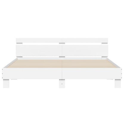 Bedframe met hoofdeinde en LED-verlichting wit 160x200 cm