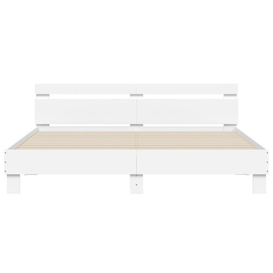 Bedframe met hoofdeinde en LED-verlichting wit 160x200 cm