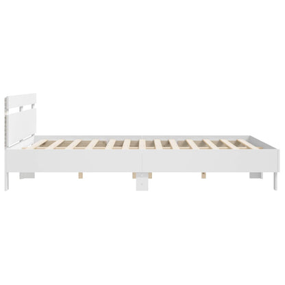 Bedframe met hoofdeinde en LED-verlichting wit 160x200 cm