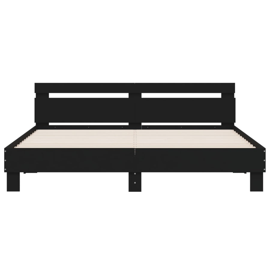 Bedframe met hoofdeinde en LED-verlichting zwart 160x200 cm