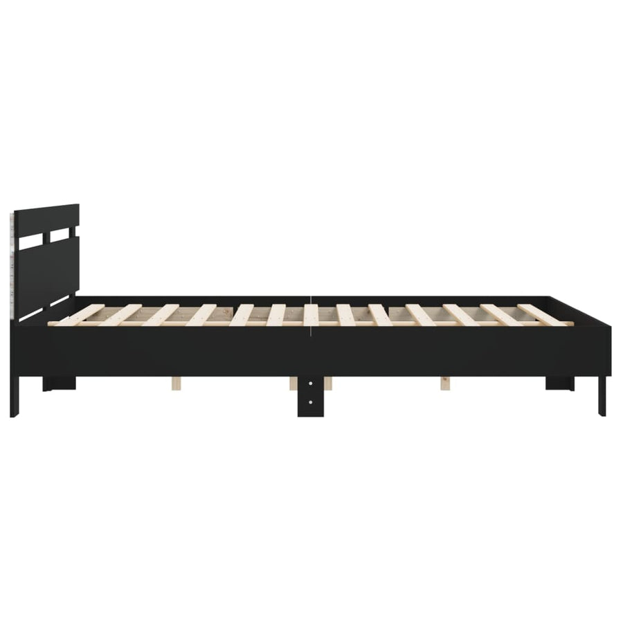 Bedframe met hoofdeinde en LED-verlichting zwart 160x200 cm
