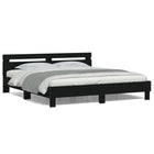 Bedframe met hoofdeinde en LED-verlichting zwart 160x200 cm