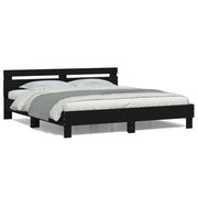 Bedframe 160x200 cm zwart met LED hoofdeinde