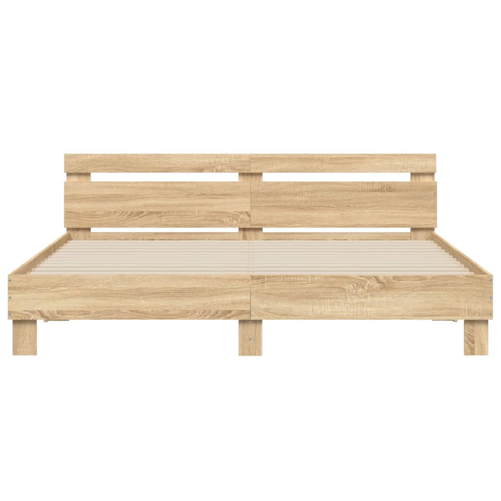 Bedframe met hoofdeinde en LED sonoma eikenkleurig 160x200 cm
