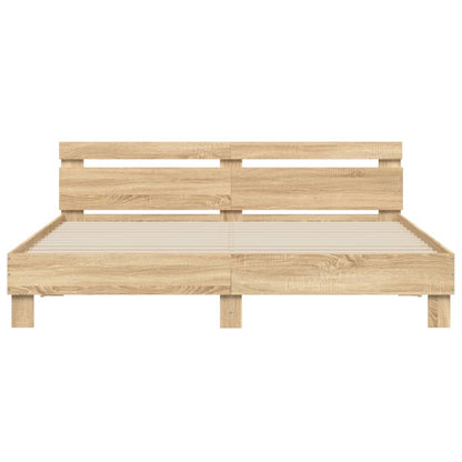Bedframe met hoofdeinde en LED sonoma eikenkleurig 160x200 cm