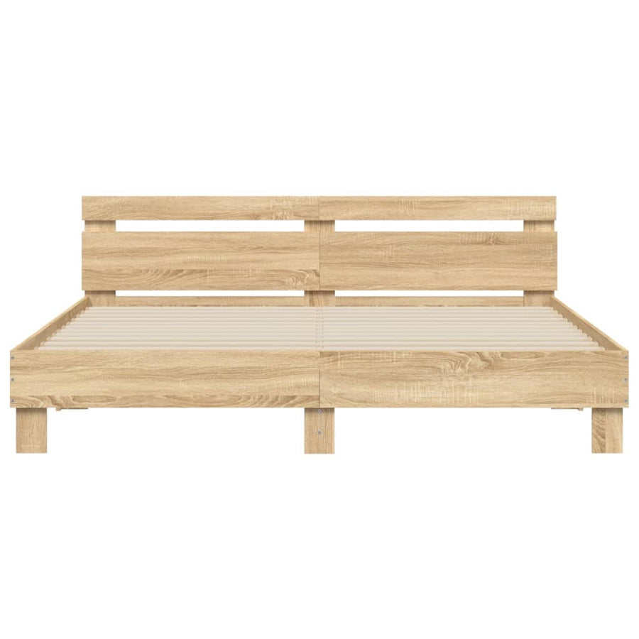 Bedframe met hoofdeinde en LED sonoma eikenkleurig 160x200 cm
