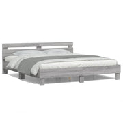 Bedframe 160x200 cm grijs sonoma met led hoofdeinde